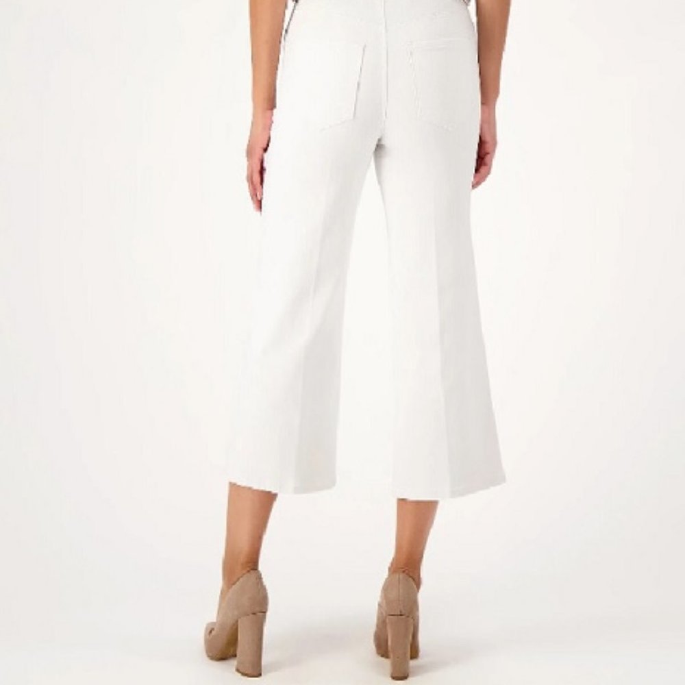 NWT NYDJ Cool Embrace Optic White Wide Leg Crop Jeans 23" Inseam Sz 28W‎
